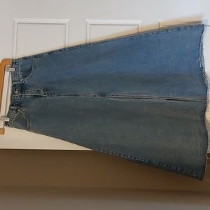 Denim slit maxi skirt